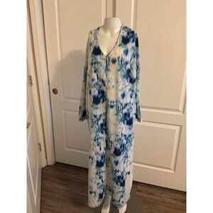 Oscar de la Renta Pink Label Abstract Blue Tie Dye Maxi Dress Size M